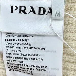 H17888 Prada Beige Triangle Logo Wool Knitted Beanie Hat 50cm Prada | Accessories | H7888 Prada Beige Triangle Logo Wool  main image 2